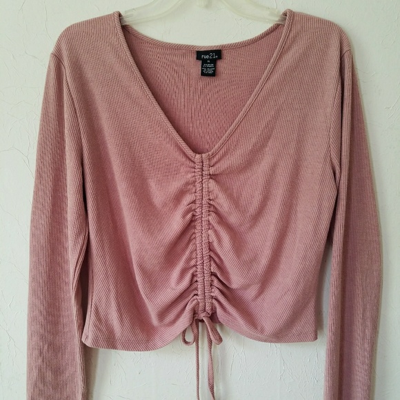 Rue21 Tops - Rue 21 Pink Long Sleeve Crop Top - Size XL